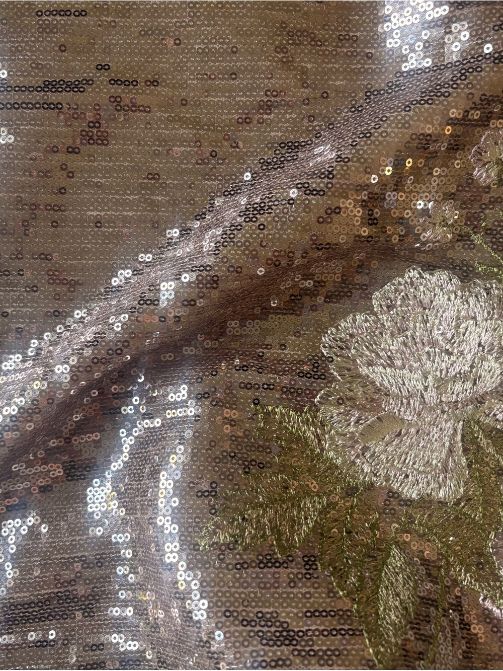ARULA Rose Gold Sequin Mini Dress with Floral Appliqué - Picture 4 of 6
